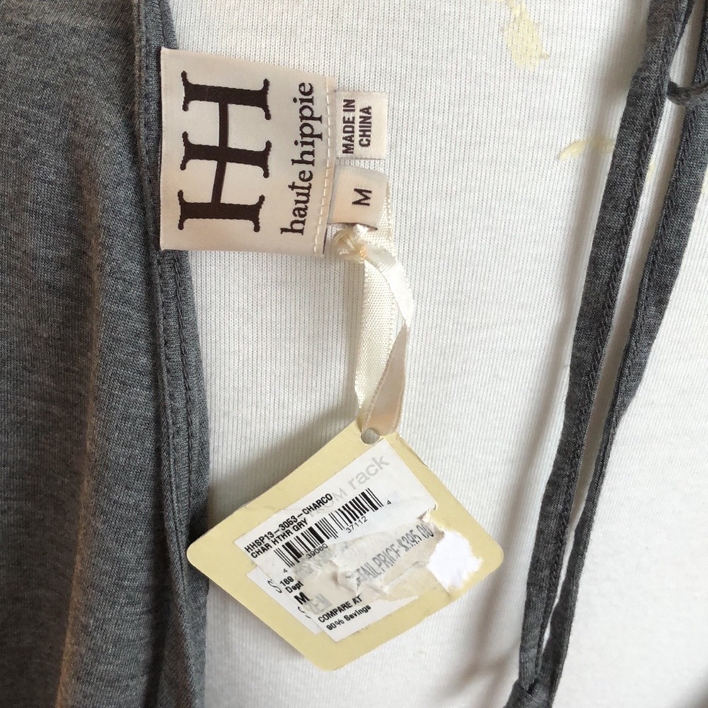Haute Hippie, NWT, Draped Low-Back Gray Graphite Mini Dress, Size Medium - Picture 6 of 6